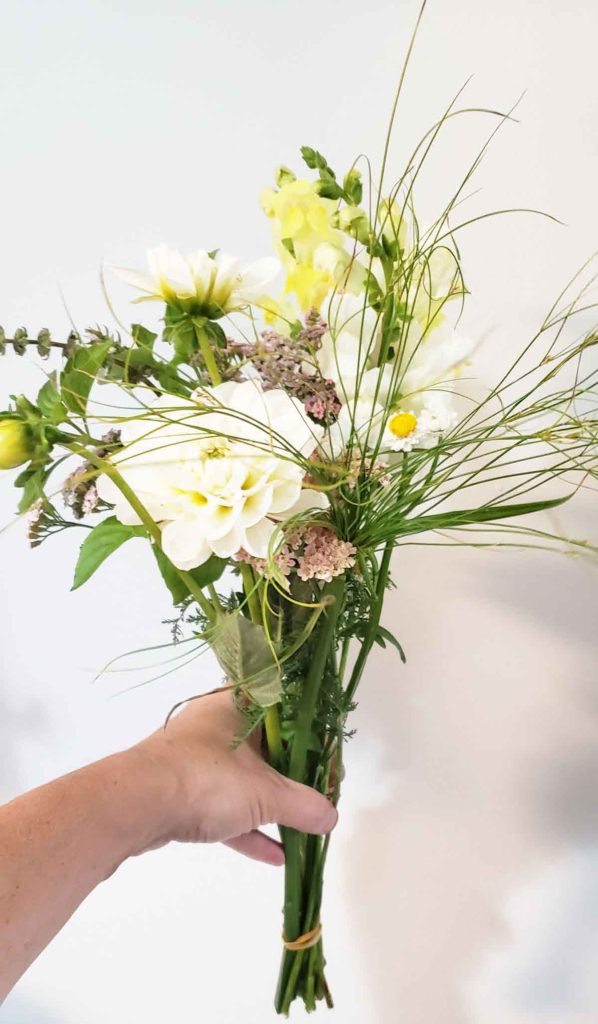 Making flower bouquets for the market is one of my favorite parts of growing cut flowers. Do you like flowers? Make a bouquet! It is a great creative outlet