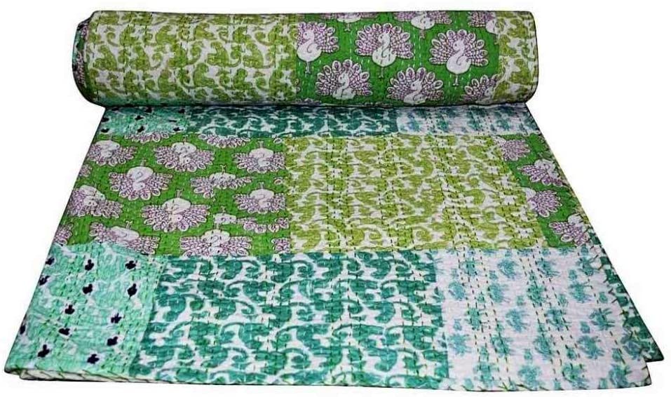 Green Kantha quilt