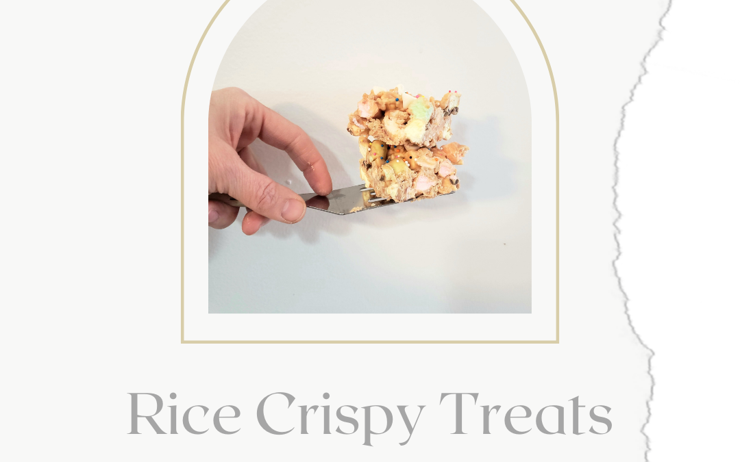 rice crispy treat with colorful marshmallows