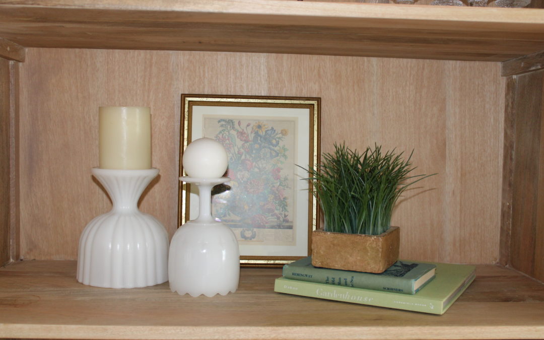 milk glass vases with candles