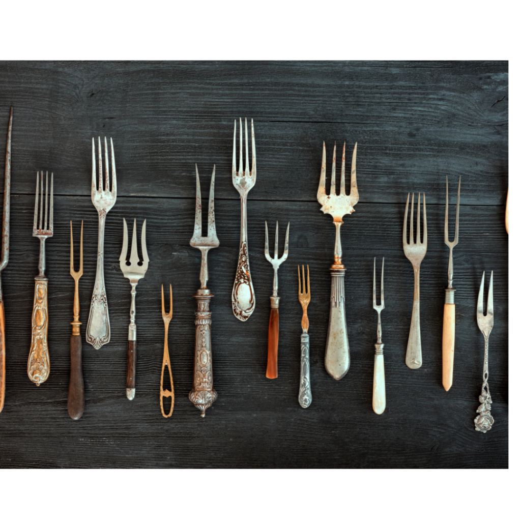 Collection of vintage serving forks