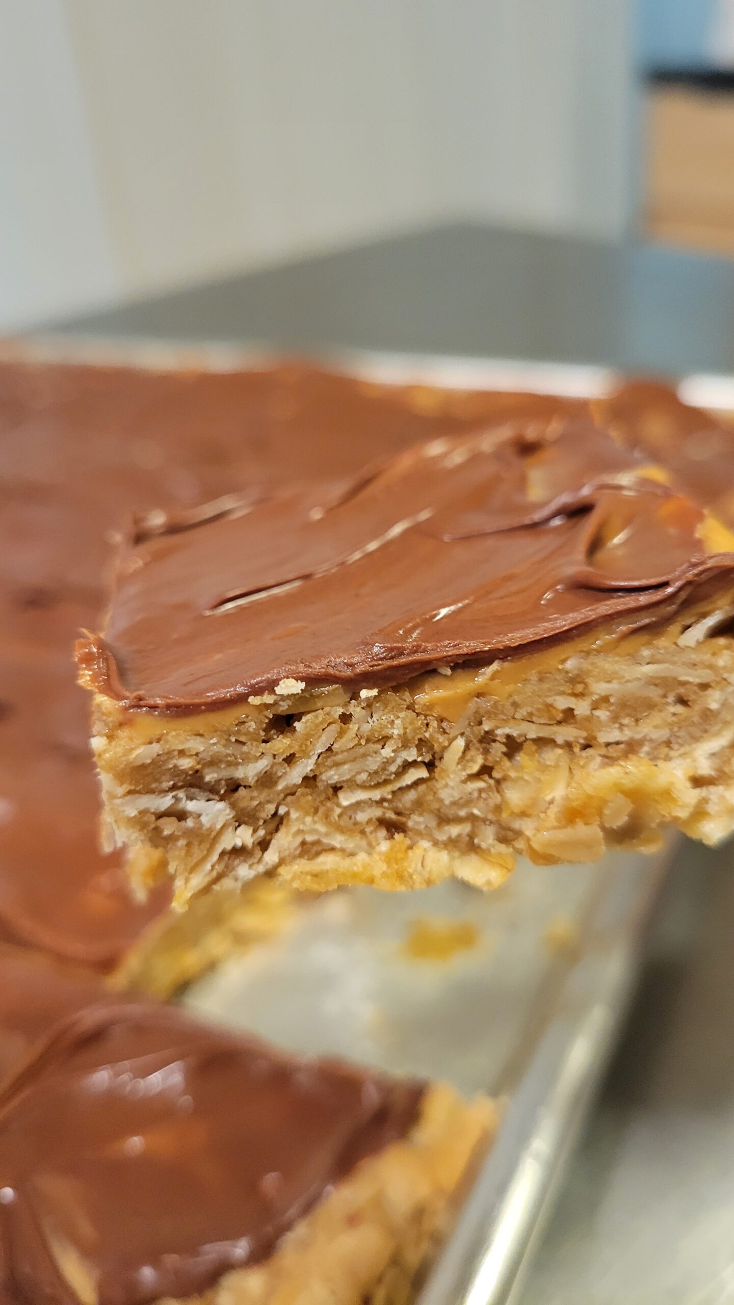 Chocolate peanut butter and oatmeal bars.